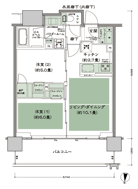 シティタワー古川橋 P-2 間取り図